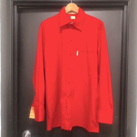 [La CLASSE VOYAGES] Red Cotton Dress Shirts - Picture 1 of 10